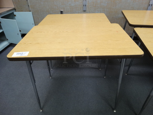 2 Wood Pattern Tables on Metal Legs. 36x24x28. 2 Times Your Bid! (Room 206)