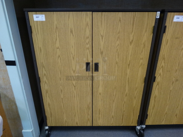 Wood Pattern 2 Door Cabinet on Commercial Casters. 48x22x60. (Room 208)