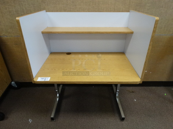 Wood Pattern Cubicle Desk on Metal Legs. 37.5x24x43. (Room 209)