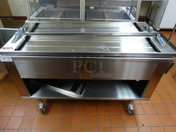 WOW! Stainless Steel Commercial Portable Cashier Station w/ 2 Tray Slides on Commercial Casters. 62x31x36. (Kitchen)