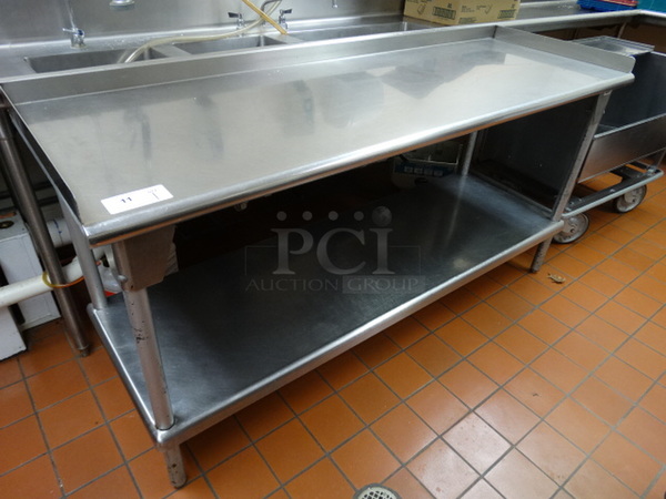 Stainless Steel Commercial Table w/ Stainless Steel Undershelf. 72x24x37.5. (Kitchen)