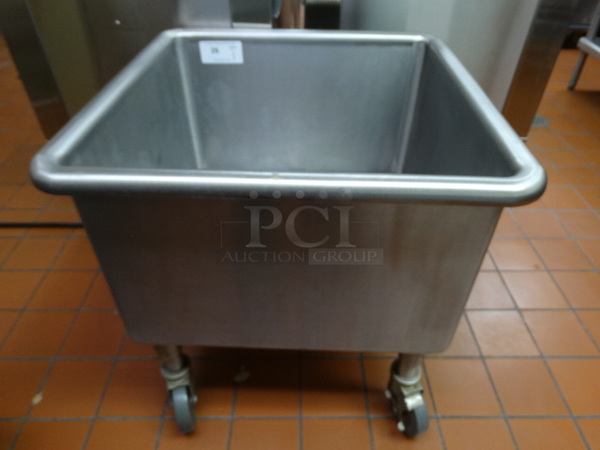 Stainless Steel Commercial Portable Bin on Commercial Casters. 27x27x27. (Kitchen)