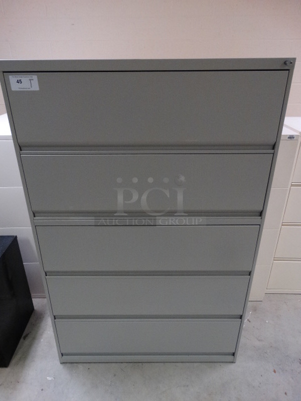 Metal Light Gray 5 Compartment Filing Cabinet. 42x18x65. (Storage/Service Entrance)