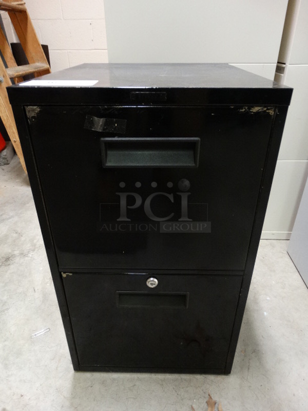 Metal Black 2 Drawer Filing Cabinet. 15x18x26. (Storage/Service Entrance)