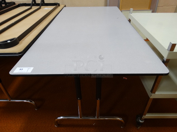 2 Gray Tables on Metal Legs. 72x36x30. 2 Times Your Bid! (Gym)