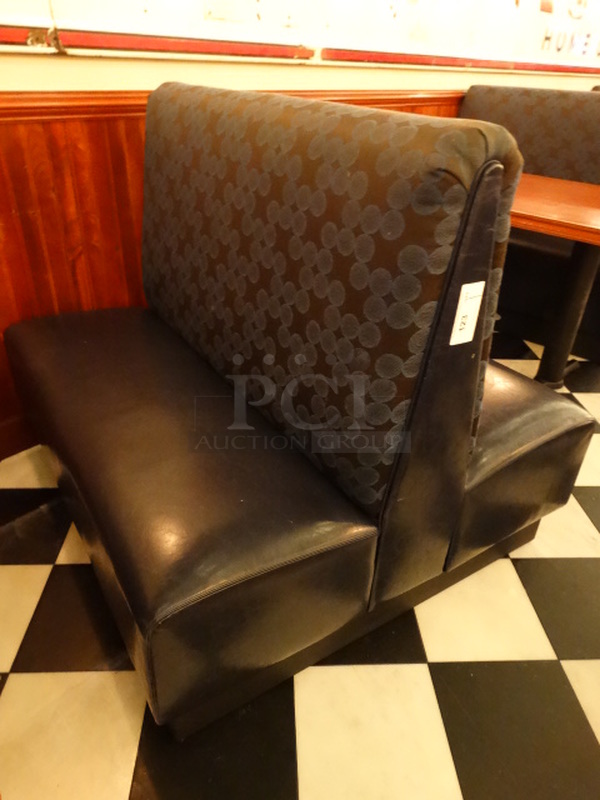 Double Sided Booth w/ Blue Seat Cushion and Blue and Black Backrest. Stock Picture - Cosmetic Condition May Vary. 47x46x43