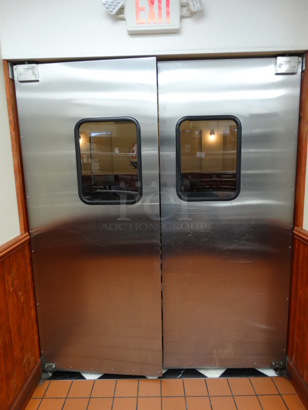 2 Elaison Stainless Steel Swinging Kitchen Doors. 35x4x84. 2 Times Your Bid!