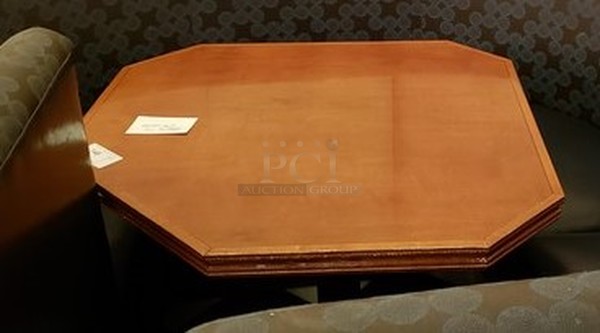 Wood Pattern Table on Metal Table Leg. 38x38x30.5
