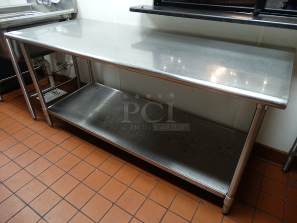 NICE! Eagle Stainless Steel Commercial Table w/ Stainless Steel Undershelf on Stainless Steel Legs. 72x30x35