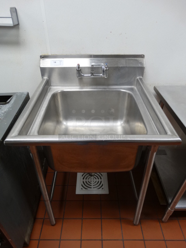 NICE! Eagle Stainless Steel Commercial Single Bay Sink w/ Faucet, and Handles. 32x32x45