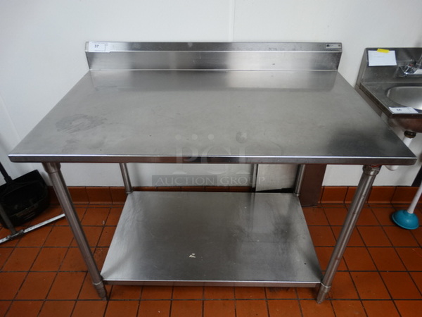 John Boos Stainless Steel Commercial Table w/ Backsplash and Stainless Steel Undershelf. 48x30x35