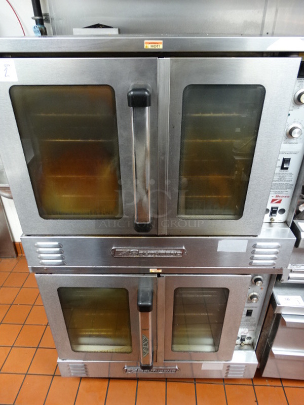 2 BEAUTIFUL! Southbend Gold Series Stainless Steel Commercial Propane Gas Powered Double Full Size Convection Ovens w/ View Through Doors, Metal Oven Racks and Thermostatic Controls on Commercial Casters. 38x38x65. 2 Times Your Bid! Tested and Working!