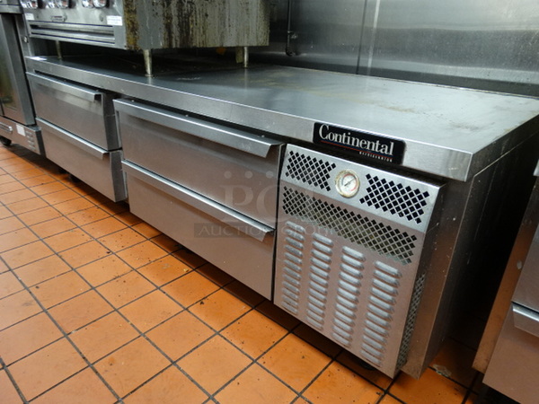 WOW! Continental Stainless Steel Commercial 4 Drawer Chef Base on Commercial Casters. 84x34x25. Tested and Working!