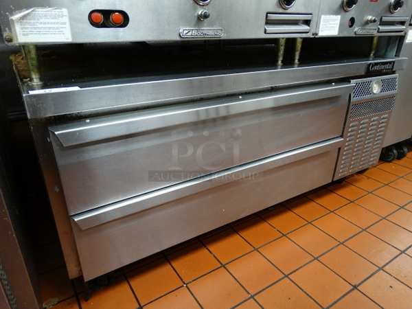 SWEET! Continental Stainless Steel Commercial 2 Drawer Chef Base on Commercial Casters. 60x34x25