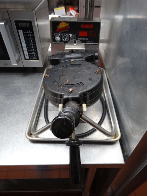 NICE! Golden Malted Stainless Steel Commercial Countertop Electric Powered Waffle Maker. 12x24x14. Tested and Working!