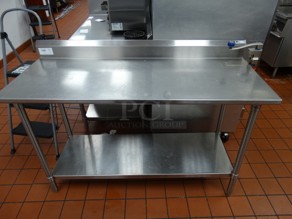 John Boos Stainless Steel Commercial Table w/ Mounted Commercial Can Opener, Stainless Steel Undershelf and Backsplash. 60x24x36
