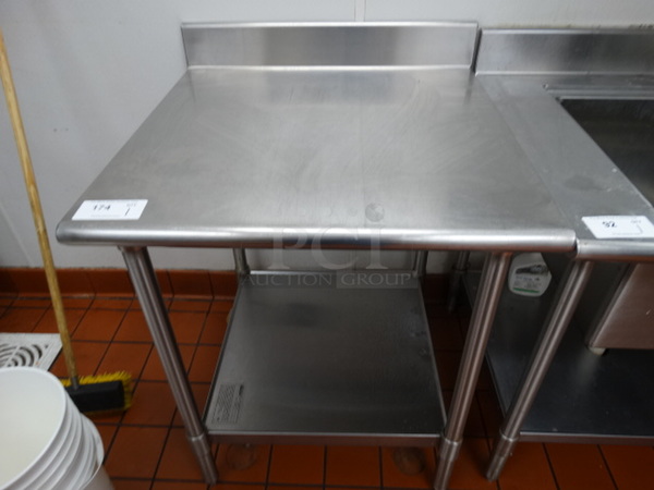 Eagle Stainless Steel Commercial Table  w/ Stainless Steel Undershelf and Backsplash. 30x30x36