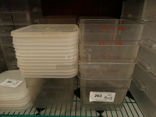 13 Poly Clear Containers w/ 13 Lids. 9x9x7. 13 Times Your Bid!