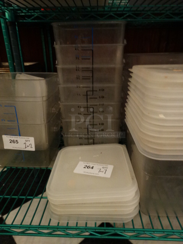 7 Poly Clear Containers w/ 7 Lids. 8x8x7. 7 Times Your Bid!