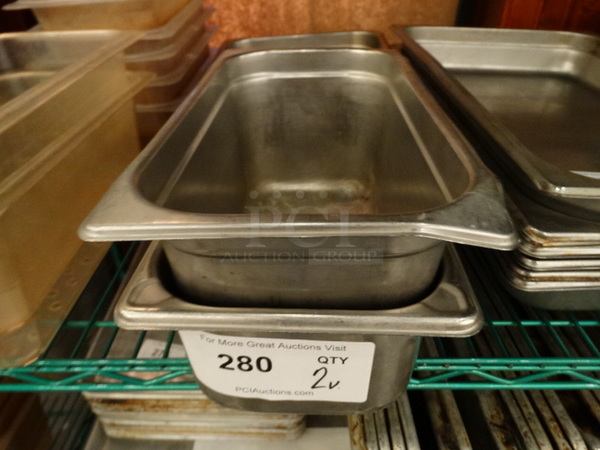 2 Stainless Steel 1/3 Size Drop In Bins. 1/3x4, 1/3x6. 2 Times Your Bid!