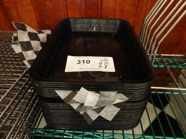 28 Black Poly Food Baskets. 11.5x8.5x1. 28 Times Your Bid!
