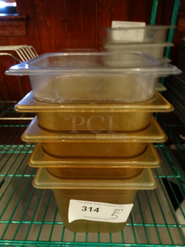 5 Poly 1/6 Size Drop In Bins. 4 Amber and 1 Clear. 1/6x6. 5 Times Your Bid!
