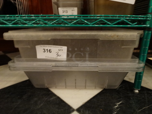 3 Various Poly Clear Bins. Includes 18x26x5. 3 Times Your Bid!
