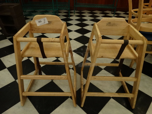 2 Light Wood Pattern High Chairs. 19x20x28. 2 Times Your Bid!