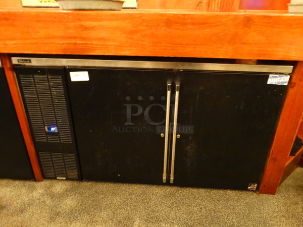 BEAUTIFUL! Perlick Model BBS60-RO Stainless Steel Commercial 2 Door Back Bar Cooler w/ Poly Coated Racks. 115 Volts, 1 Phase. 60x25x35