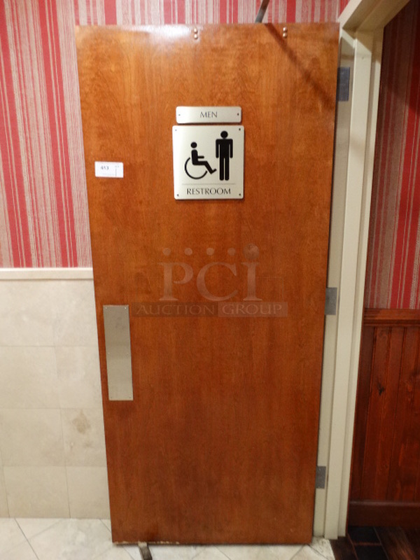 Wooden Door w/ Men's Restroom Sign. 36x2x84