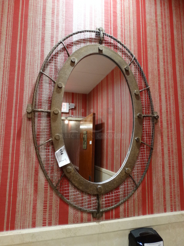 Metal Wall Mount Oval Mirror. 28x1x39