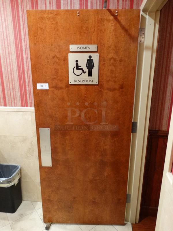 Wooden Door w/ Women's Restroom Sign. 36x2x84