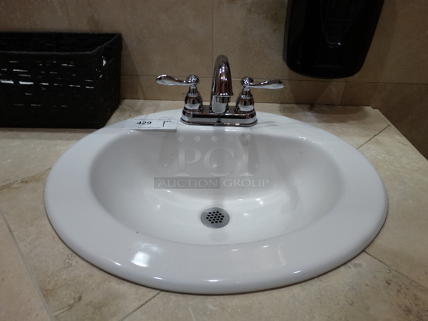 Single Bay Drop In Sink w/ Faucet and Handles. Buyer Must Remove. 21x18x12
