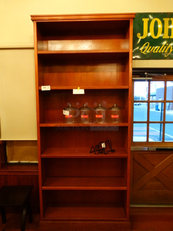 Wood Pattern Bookshelf w/ Adjustable Shelves. 44x14x101.5