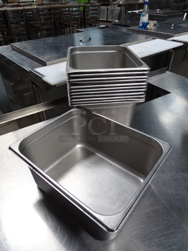 12 Times Your Bid. 12 Stainless Steel 1/2x6 Prep Table Pans. PICTURES ARE STOCK PHOTOS. COSMETIC DIFFERENCES MAY OCCUR. 