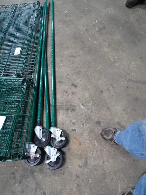 Green Epoxy Metro Shelving Unit On Commercial Casters With 5 Shelves. ALREADY DISMANTLED!
