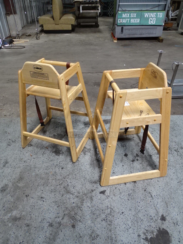 2 Times Your Bid. 2 Natural Finish, Wooden Children's High Chairs.
