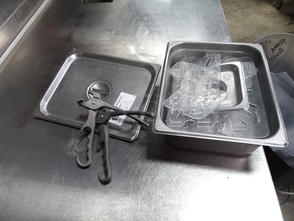 ALL ONE MONEY! Stainless Steel 1/2x4 Prep Table Pan With Lids And Miscellaneous Prep Table Drain Trays. 