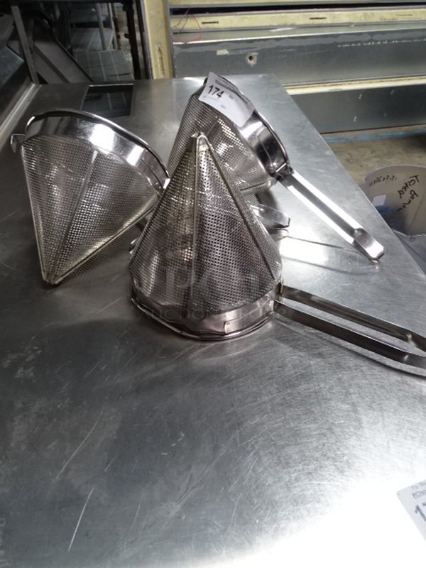 3 Times Your Bid. 3 Stainless Steel Cone Strainers. 