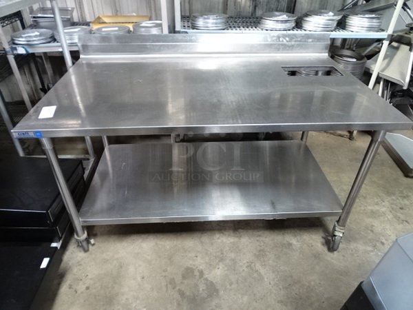Stainless Steel Utility Table On Commercial Casters With Shelf Underneath. 