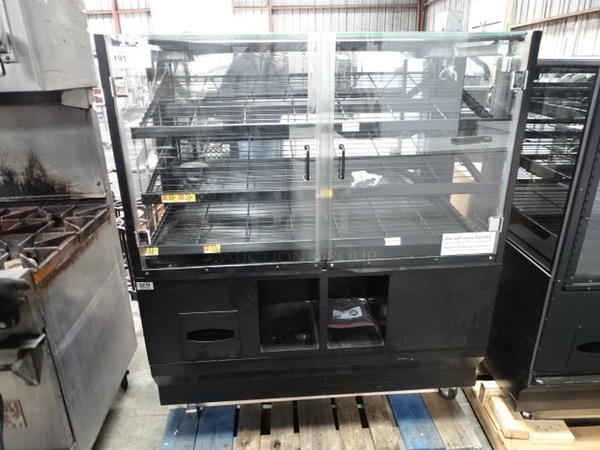 Commercial Baked Goods, Self-Serve Merchandiser Case With Interior Shelves And Storage For To-Go Containers Underneath. 