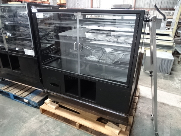 Commercial Baked Goods, Self-Serve Merchandiser Case With Interior Shelves And Storage For To-Go Containers Underneath. 