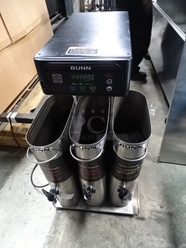 Bunn Stainless Steel Commercial Iced Tea Brewer With 3 Stainless Steel Iced Tea Dispensers.