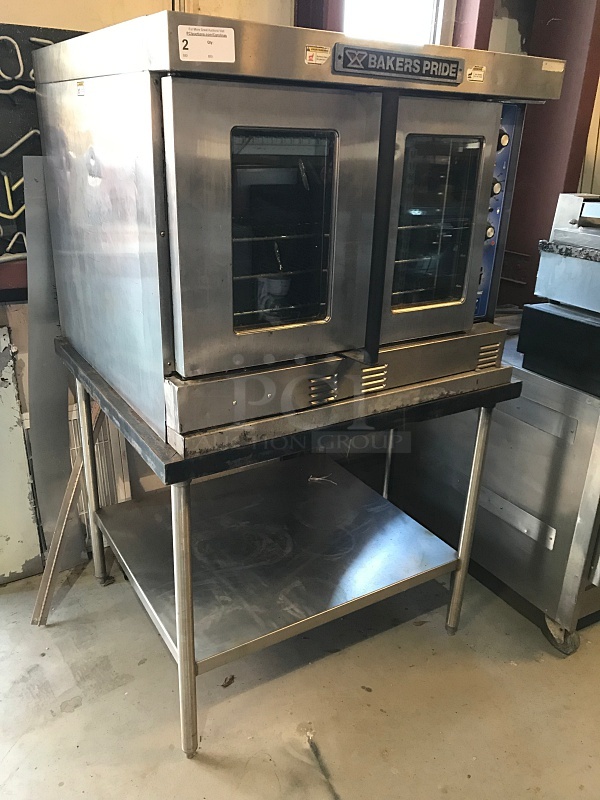LIKE NEW! Bakers Pride Cyclone Series Natural Gas Convection Oven includes Stainless Steel Stand w/ Undershelf, Tested & Working!