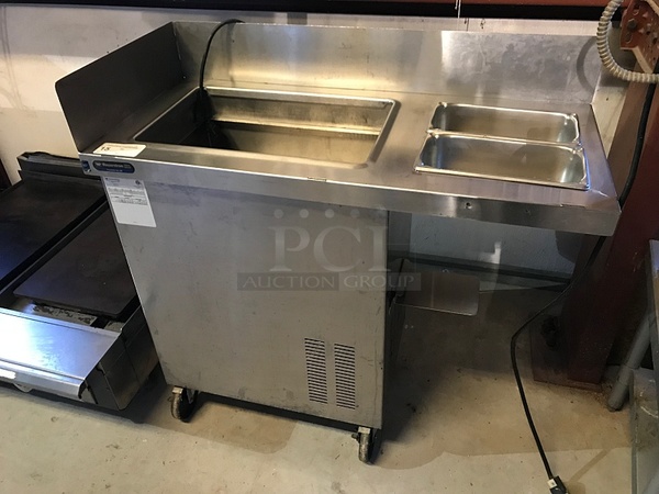 Wasserstrom CBR D452-03-41 Refrigerated Full Size Hotel Pan Prep Cart w/ 2x 1/3 Size Insert Pans on Casters, Tested & Working!