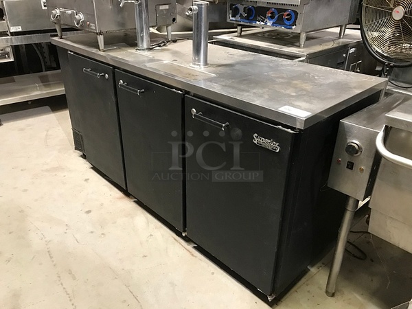 Superior 3 Door Keg Cooler w/ 2 Draft Towers, 120v 1ph, Tested & Working!