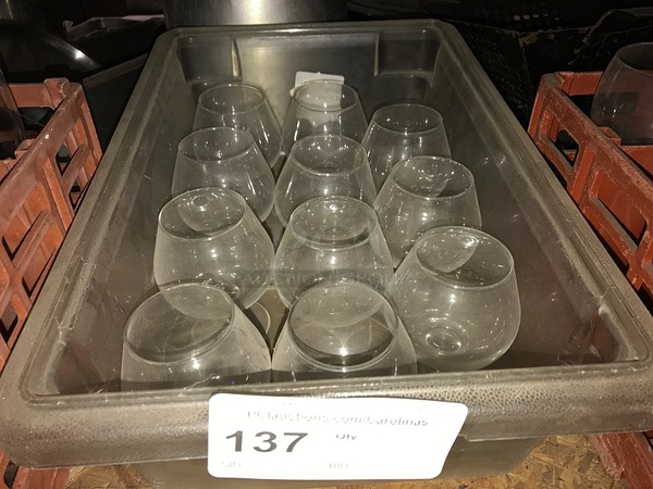 Dish Rack full of Brandy Snifter Glasses