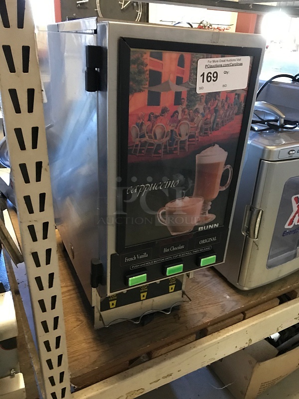 Bunn HC-3 Hot Drink Machine - Powdered Three 4 lb. Hoppers, Great Tasting Hot Beverages at the Push of a Button, 120v 1ph, Tested & Working!