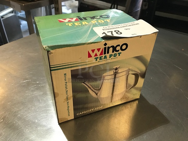 NEW IN BOX! Winco Stainless Steel 32oz Tea Pot