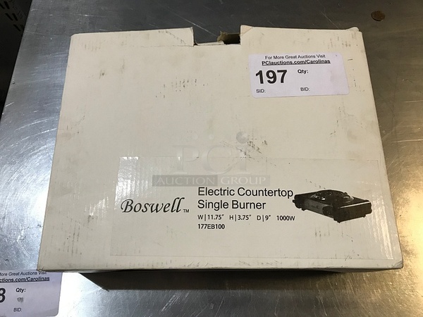 NEW! Boswell Electric Countertop Single Burner, 110v 1ph, Tested & Working!